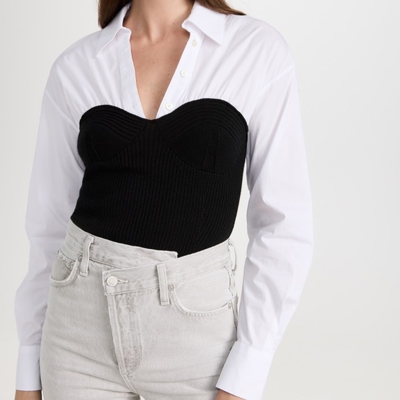 STAUD Hazel Top Size XS Sweater Button Up Corset Style Dark Academia 90s Style - Picture 5 of 13